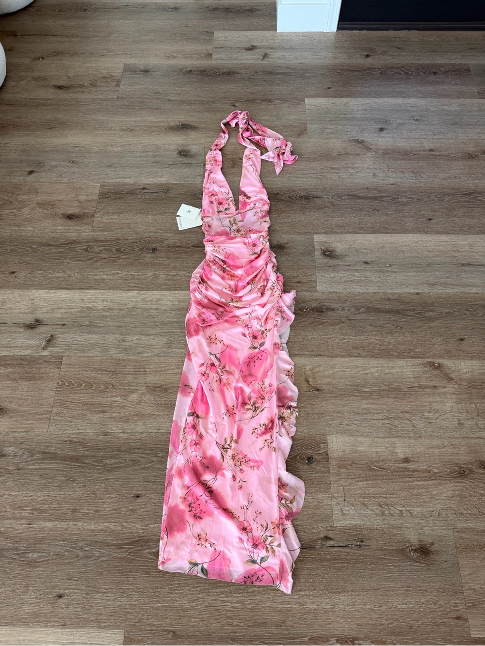 Peppermayo Pink Floral Halter Maxi Dress